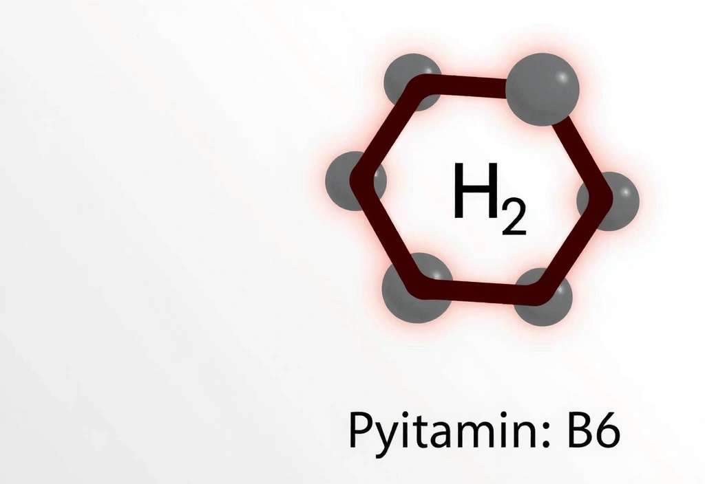 Representación molecular de la Piridoxina (B6).