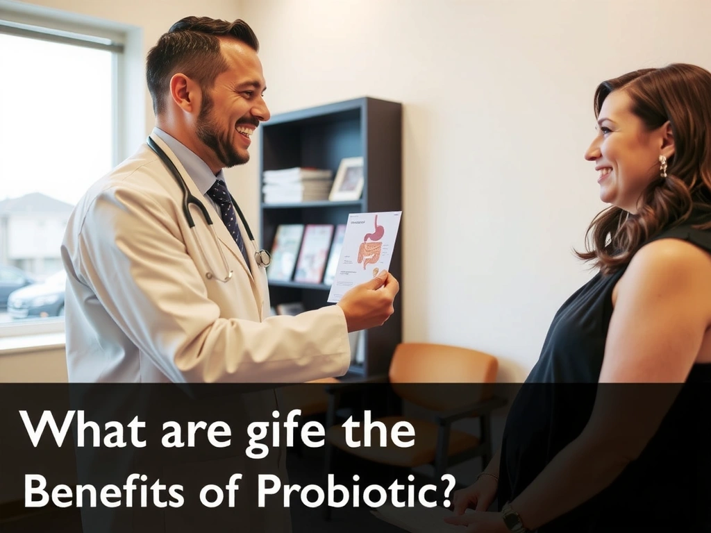 Imagen de un profesional de la salud explicando los beneficios de los probióticos a un cliente.