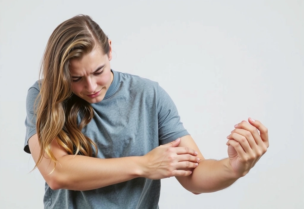 Persona con expresión cansada y dolor muscular, ilustrando los síntomas de deficiencia de Vitamina D
